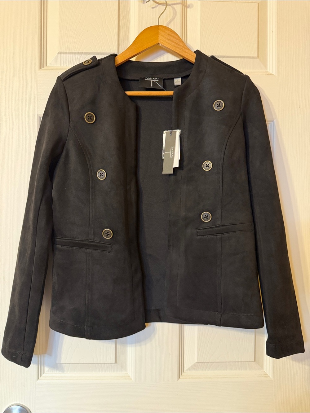 Tahari Black Women's Jacket Faux Leather